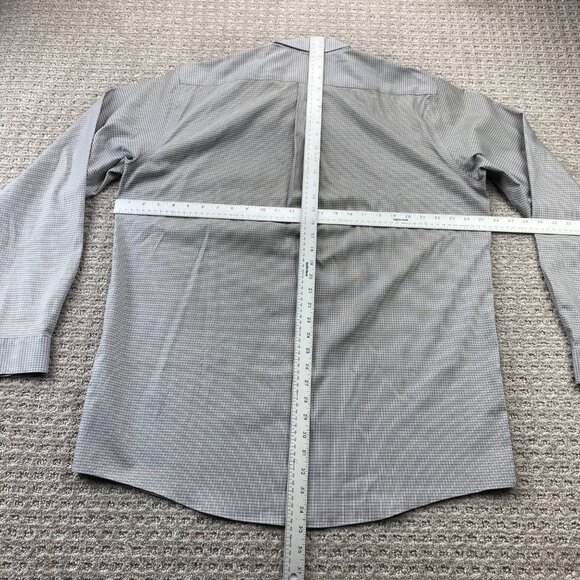 Eddie Bauer Shirt Men Large Tall LT Gray Checkered Button Down Wrinkle Free Polo - Picture 5 of 7